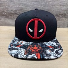 Deadpool Hat Cap Snap Back Black Red Comic Brim Marvel Mens Superhero Movie