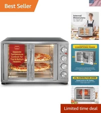 Stylish Stainless Steel Convection Oven - French Door 4-Function 60-Min Timer