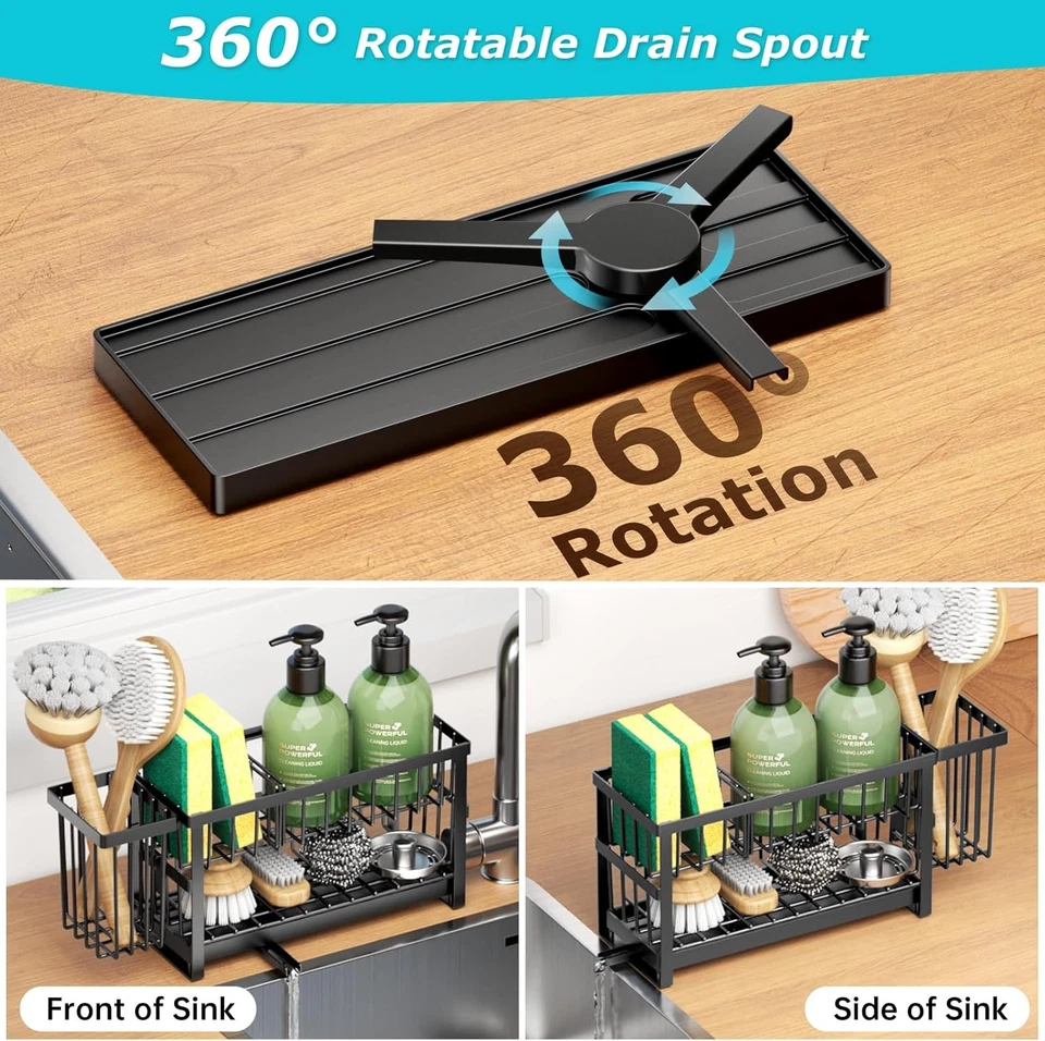 Soporte de Esponja para Fregadero de Cocina, Fregadero de 2 Niveles Caddy Organizador Encimera con...  Foto 2 de 4