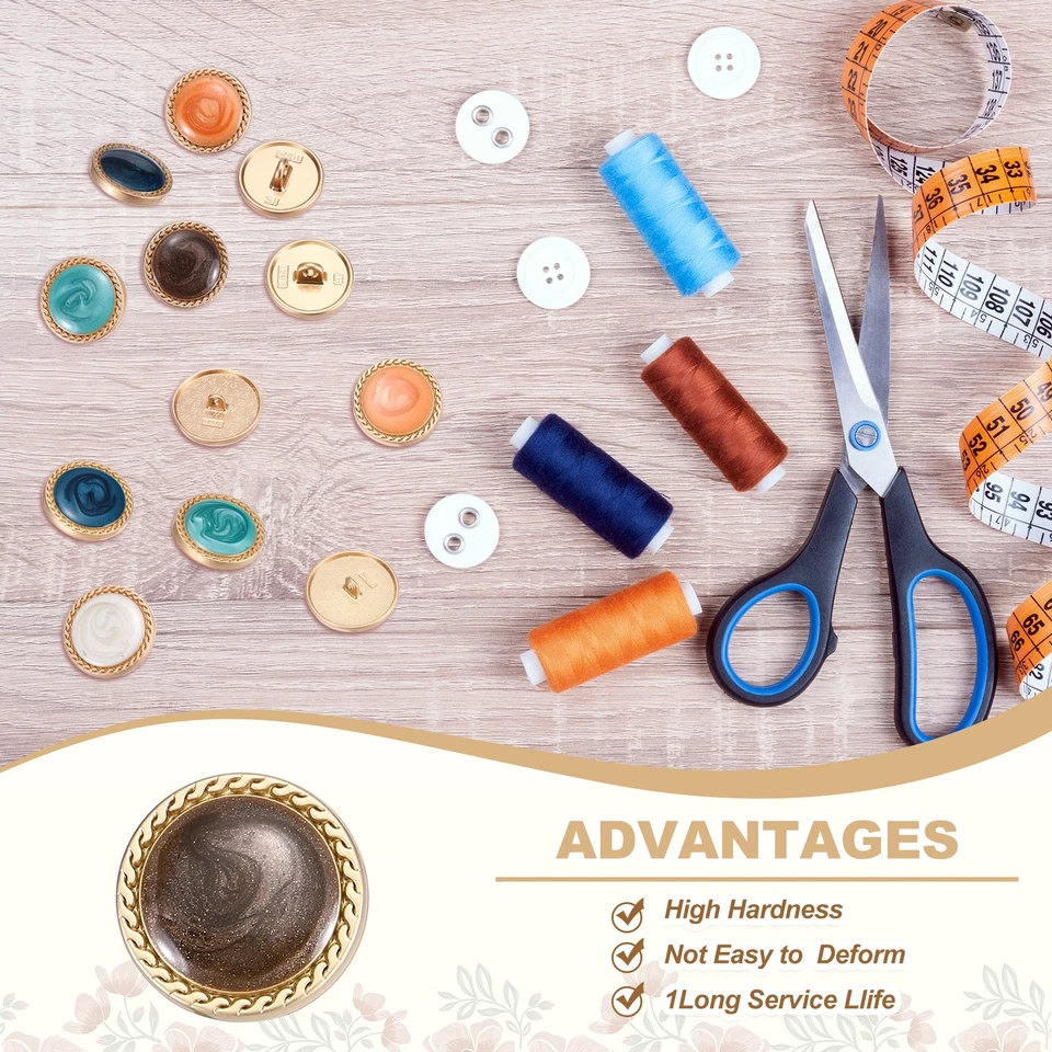 Botón de costura de metal vintage dorado de 15 mm redondo de metal, paquete de 10 marrones Foto 4 de 4