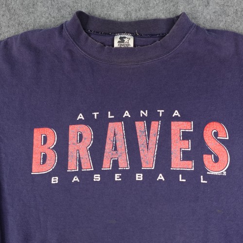 Vintage Atlanta Braves Shirt Men Large Blue MLB Baseball Starter Long Sleeve 90s - Picture 4 of 17