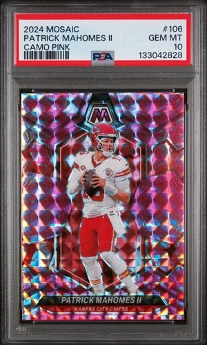 2024 PANINI MOSAIC CAMO PINK #106 PATRICK MAHOMES II PSA 10