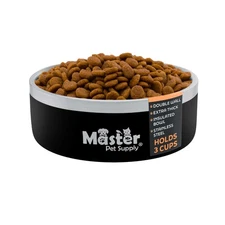 Stainless Steel Small Double Wall Dog Bowl with Anti Skid Base - Black Velvet