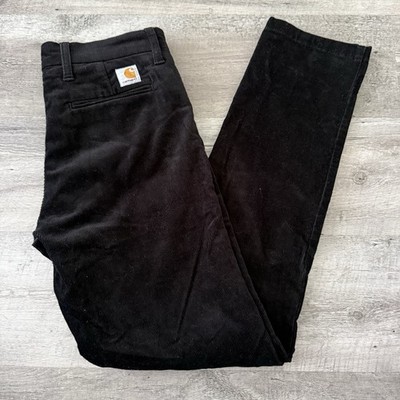 Carhartt Sid Pant Mens 30x32 Black Corduroy Straight Leg Work In Progress Pants