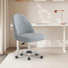 Small Swivel Makeup Vanity Chair, Velvet Dressing Table Chairs, Gray Comfy Desk