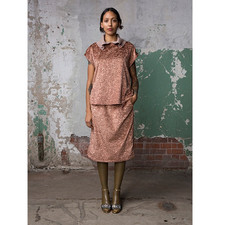 Falda Lápiz Relajada Cordero Persa Piel Sintética Oro Rosa Rachel Comey Talla 2