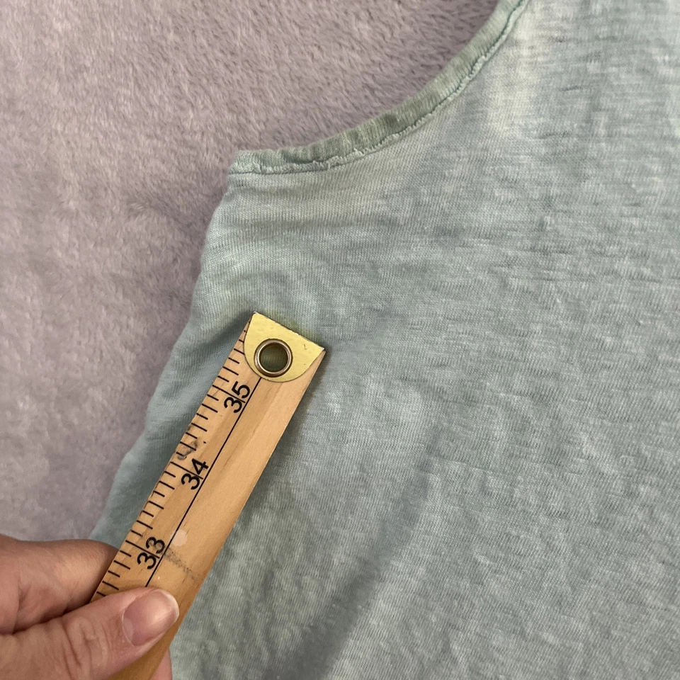 Blusa Top Mujer Saint Tropez West Azul Sólido Pequeña Lino Sin Mangas Cuello en V Foto 4 de 4