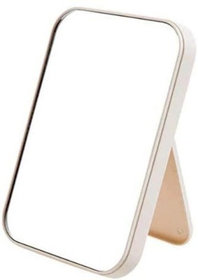 Desktop Makeup Mirror,Foldable Makeup Mirror Simple Portable Princess Beige