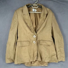 Aje Blazer Womens 12 Beige Khaki Linen Blend Jacket Formal Cut Out Distressed
