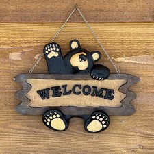 Bearfoots Bear Welcome Wall Hanging Jeff Fleming Big Sky Carvers Resin Vintage