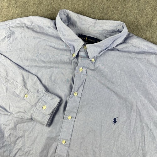 Ralph Lauren Mens Button Up Shirt 4XLT TALL Blue Classic Fit Long Sleeve Pony