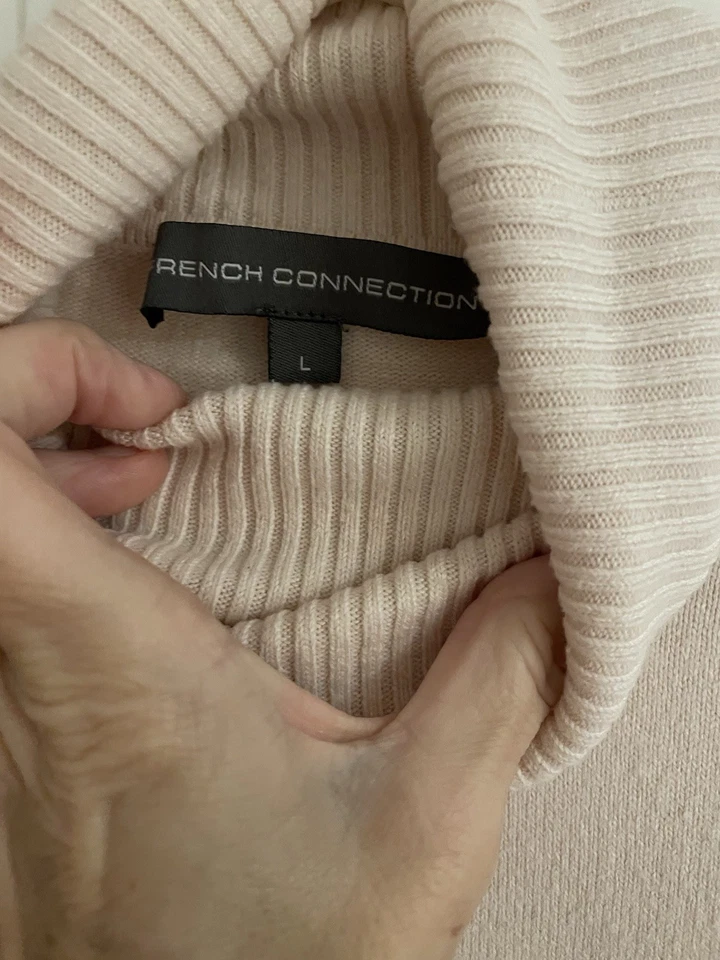 Ladies Funnel Neck Jumper Size Large(12) From French Connections Dusty Pink. - Image 3 of 4