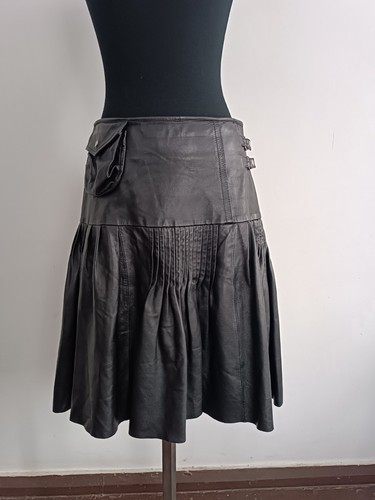 Need You Pleated Leather Skirt with Pocket Size 36 Black - Picture 6 of 23