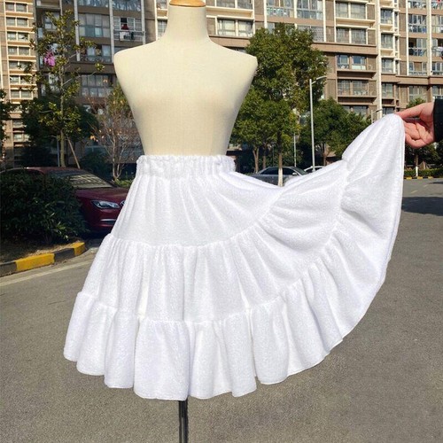 Lady Cute Skirt Petticoat Crinoline Underskirt Plush Ruffle Fluffy Fleece Summer - Picture 3 of 6