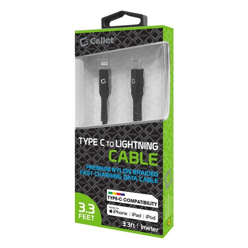 Cellet 3.3 Ft Apple (MFi-Certified) Lightning to USB-C Braided Cable - Picture 10 of 10