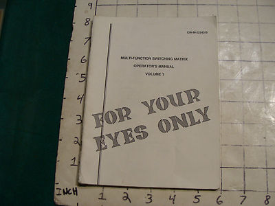 vintage video game item: 1986 Multi-function Switching matrix Operator's Manual