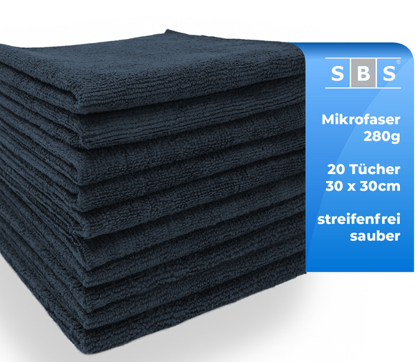 Sbs® MikrofasertüCher 30 X 30Cm Anthrazit 20 StüCk Microfasertuch Reinigungstuch-image