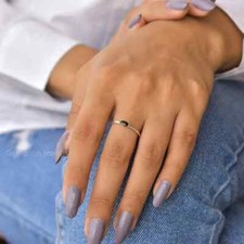 Genuine Black Onyx 925 Sterling Silver Handmade Minimalist Ring