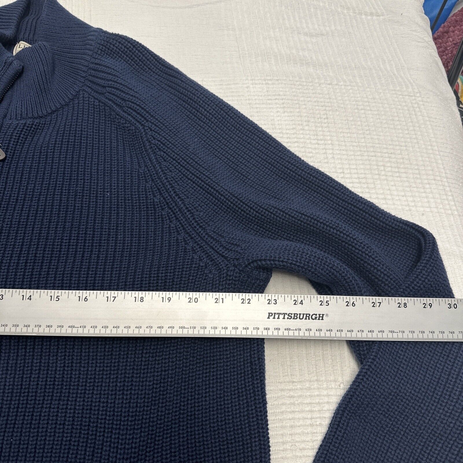 LL Bean Knit Sweater Men's Large Tall Full Zip Bl… - image 4