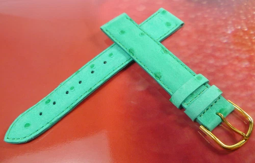 17mm GREEN WATCH STRAP BRACELET OSTRICH EMBOSSED WATCH BAND LEATHER 1709