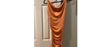 forever 21 Bodycon mini dress orange low back ruched sides club dress S small