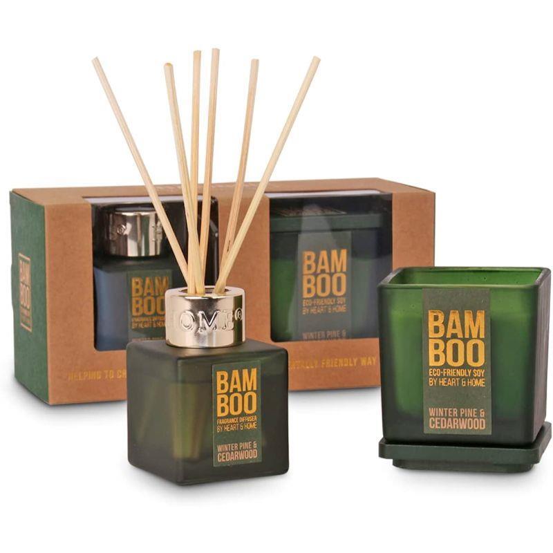 Heart & Home Bamboo Winter Pine & Cedarwood Candle & Diffuser Set