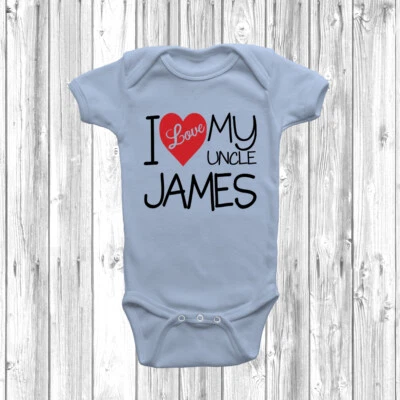 Personalised I Love My Uncle Baby Grow Body Suit Vest Cute Custom Gift Present