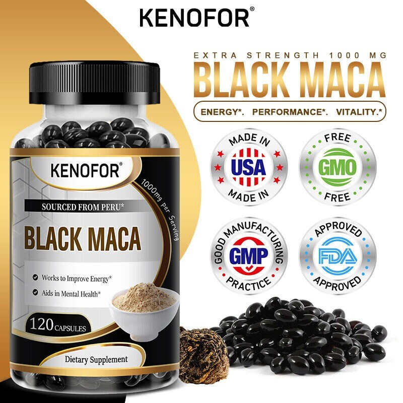 Maca Schwarz Hochdosiert 32.000mg - 140 Vegane Kapseln | Ultra