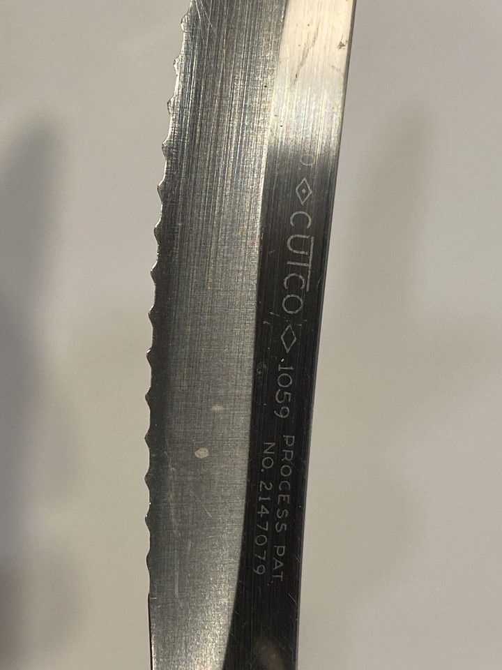 Cutco Steak Knives 1059 Serrated Stainless Steel Brown Handle USA 8