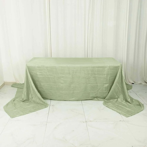 SAGE GREEN 90"x156" Accordion Crinkle TAFFETA RECTANGULAR TABLECLOTH Party - Picture 4 of 8