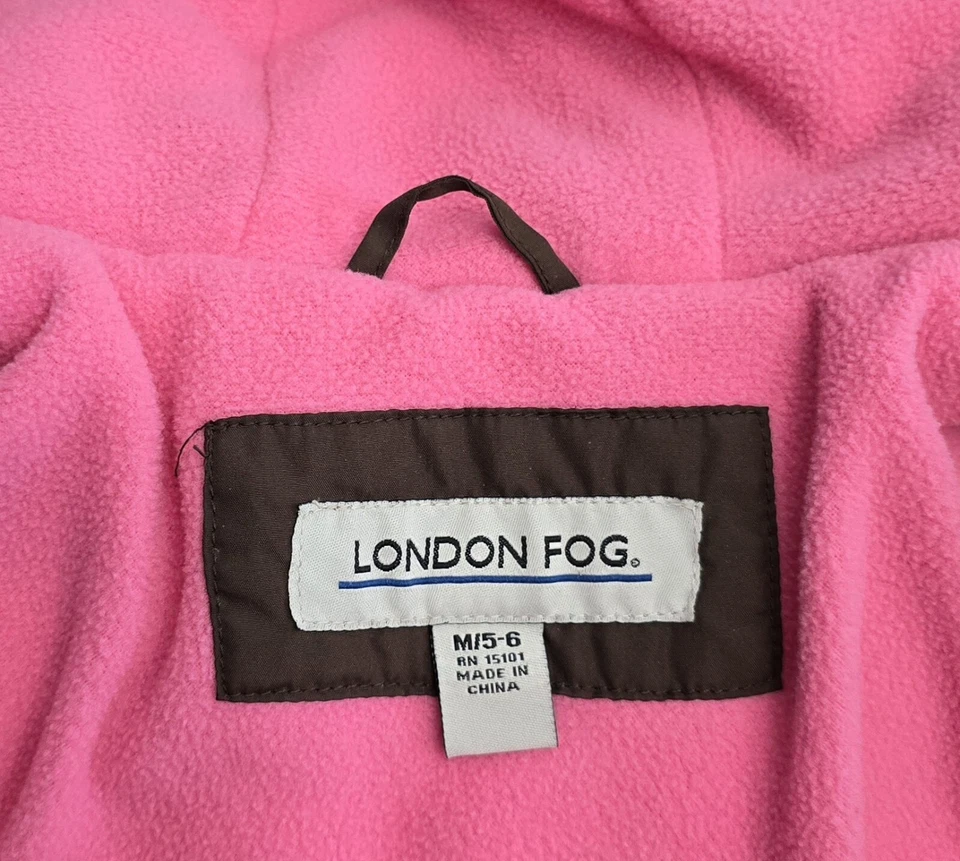 Chaqueta acolchada London Fog para niñas talla mediana marrón y rosa forrada de vellón usada en excelente estado cálida Foto 4 de 4