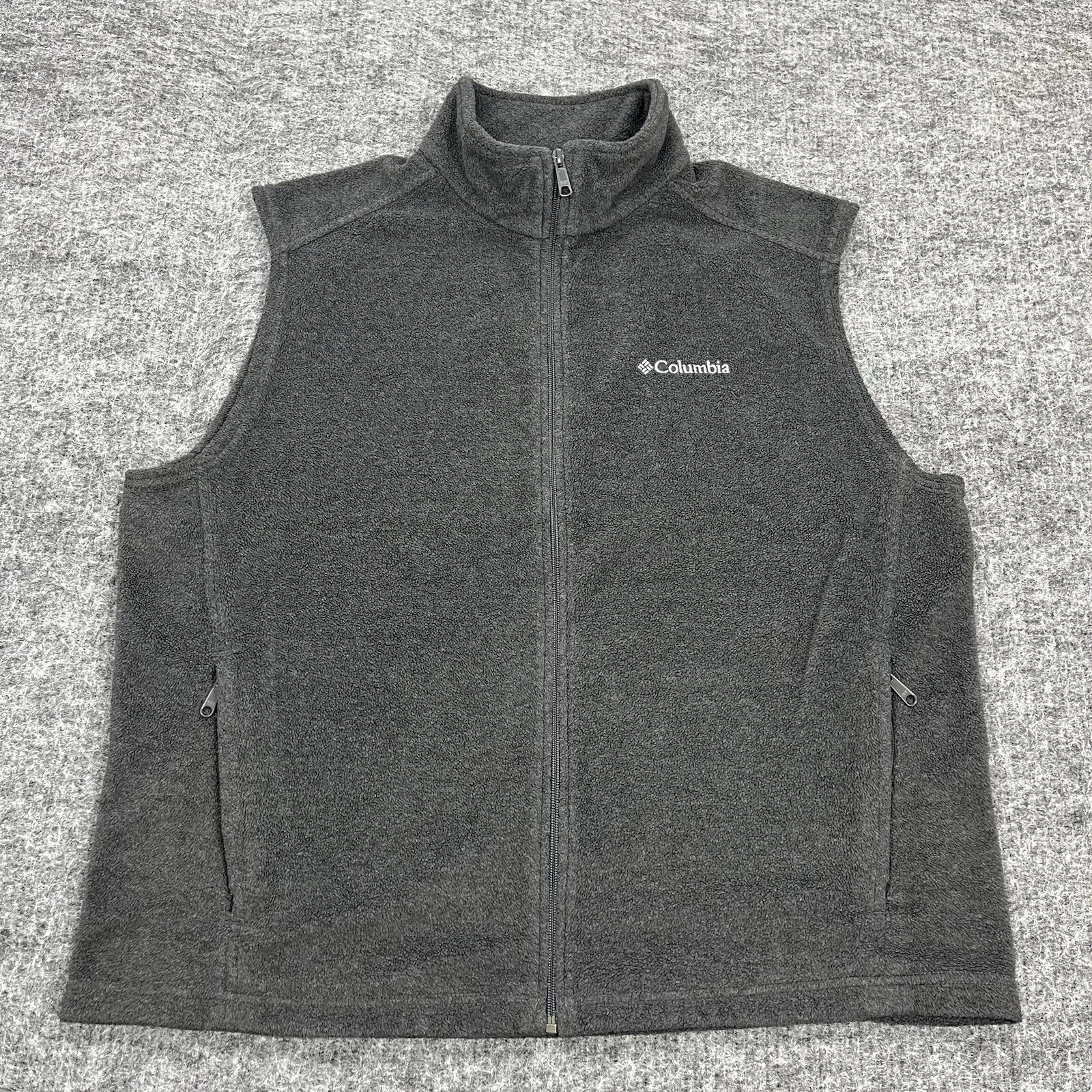 Columbia Vest Mens Extra Large Gray Fleece Full Zip Golf Camp Casual