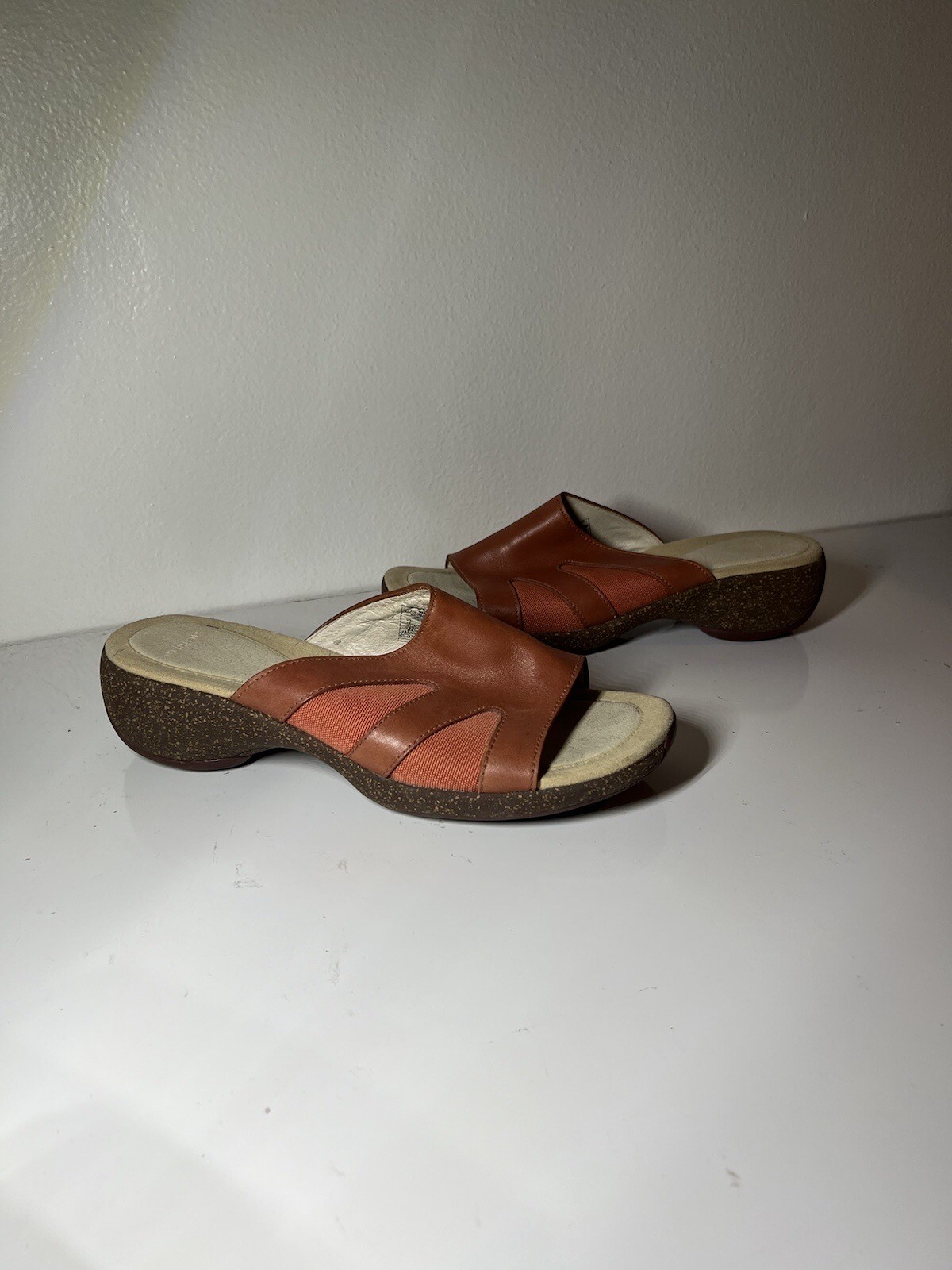 Sandali da donna Merrell meridiana rossa argilla slip on tacchi a zeppa taglia 10