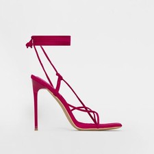 NUEVO EN CAJA - SIMMI LONDON Mujer 'SERENITY' Rosa Fucsia Gamuza Agujero con cordones- 10