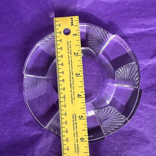 Lalique France Cuba Art Deco Clear Frosted Crystal Glass Ashtray 5.75"D Round - Picture 9 of 11