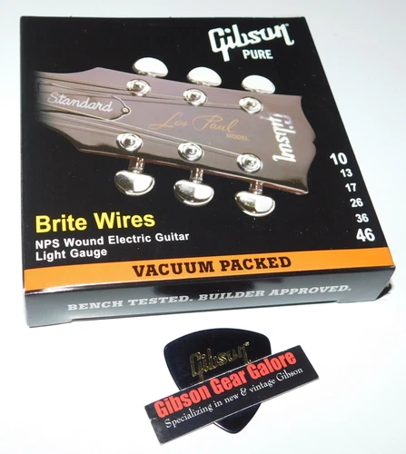 Gibson Les Paul Guitar Strings 10/46 Light Gauge Brite Wires Parts Custom NOS