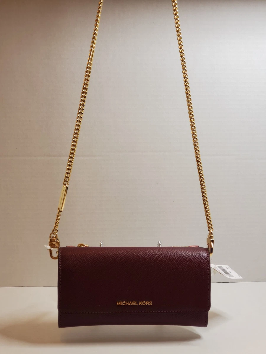 NWT Michael Kors CROSSBODIES Large MF WALLET On a Chain OXBLOOD MultiColor PINK