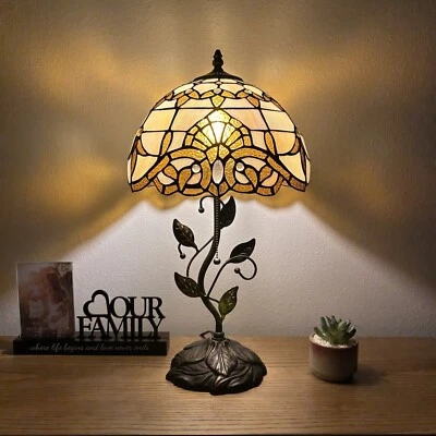 ENJOY DECOR LAMPS Tiffany Style Table Lamp Gold Stained Glass Baroque Style LED Bulb Included H22”