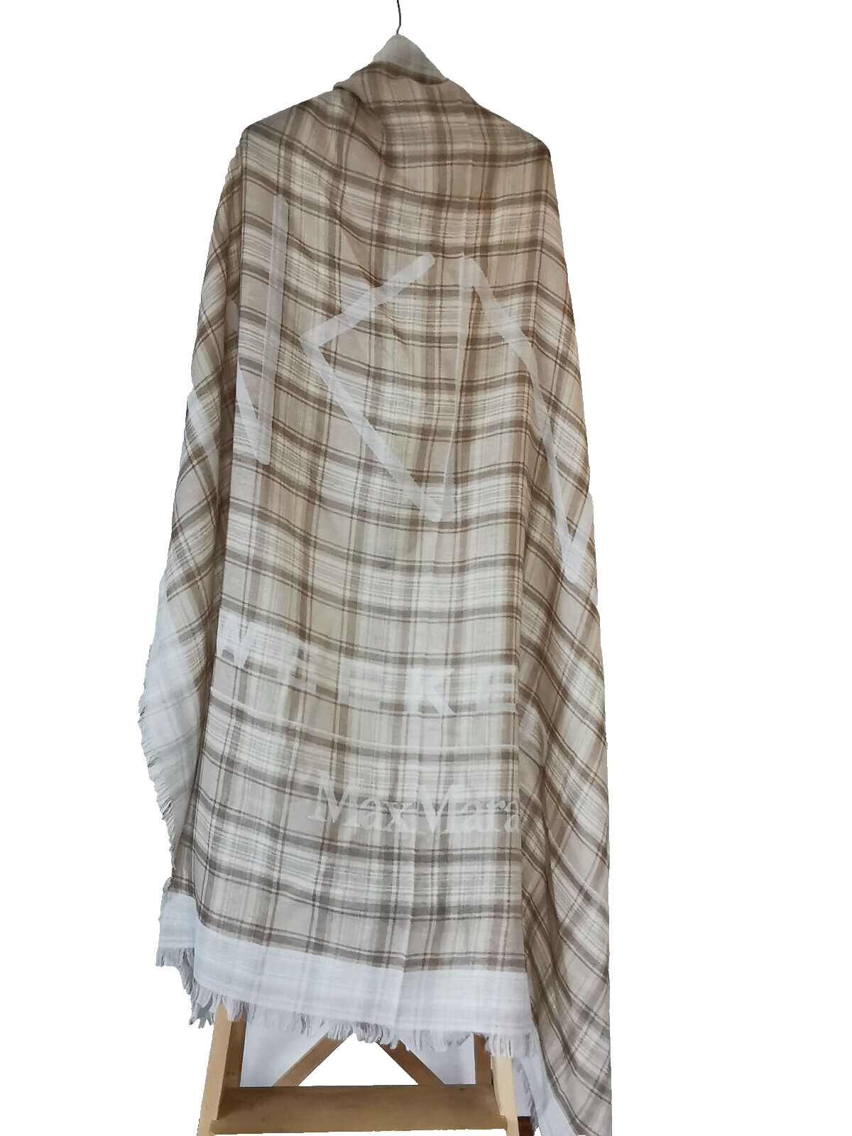 RRP €339🌟 Weekend MAX MARA  WOOL-Cotto Scarf  in Check Pattern   Mod.''SERENA'' image 10