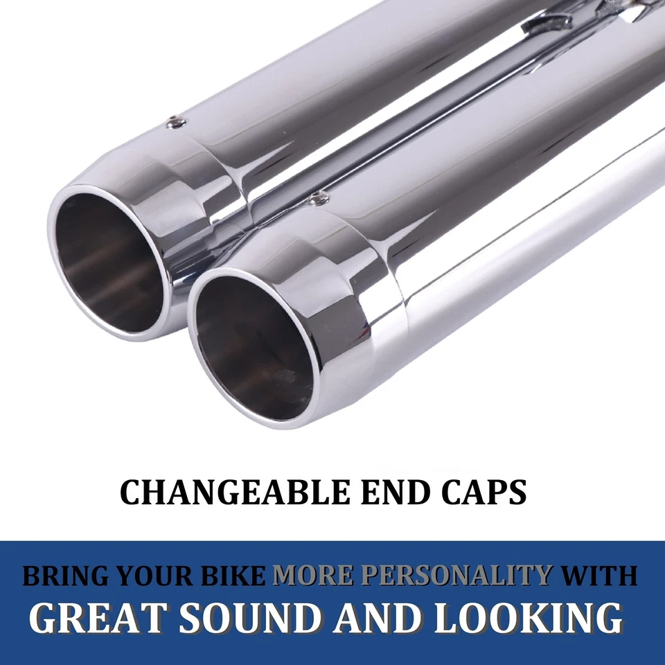 Silenciadores deslizables SHARKROAD 3,5" tubos de escape para Softail M8 2018-2022 cromo Foto 4 de 4