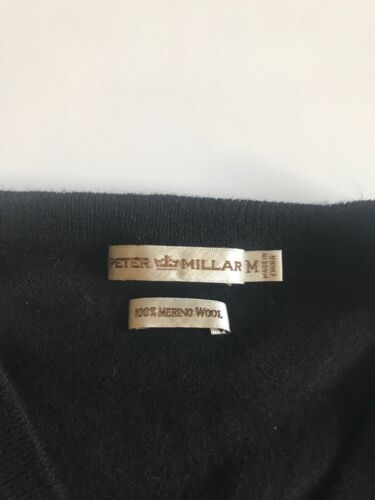 Peter Millar Mens Medium Merino Wool Black Whisper Rock V Neck Golf Vest - Picture 2 of 6