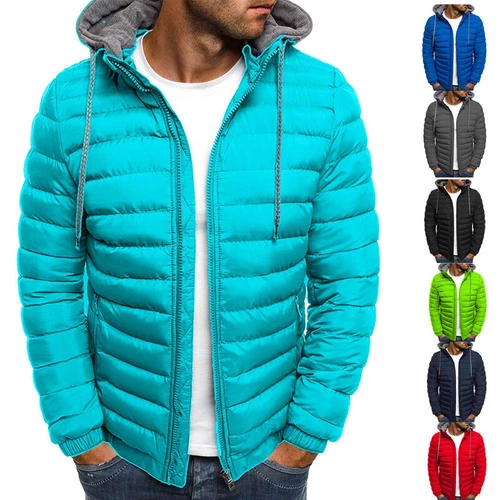 Männer Winter Warme Kapuze Mantel gesteppt Gepolsterte Blase Jacke Tops Outwear - Bild 5 von 27