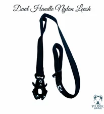 5Ft DUAL HANDLE NYLON LEASH HEAVY DUTY TRAFFIC NYLON LEASH FROG CLIP