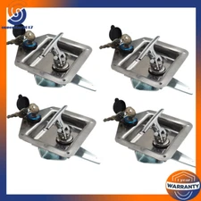 4pcs Stainless Steel Folding T Handle Tool Box Door Latch Trailer Caravan+Keys
