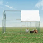 Large Metal Walk-In Chicken Coop Hen Run House Cage Enclosure w/ Cover Outdoor