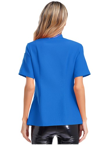Women Jacket Contrast Color Coat Baking Tops Bakery Short Sleeve Soft Chef Cafe - Picture 58 of 95