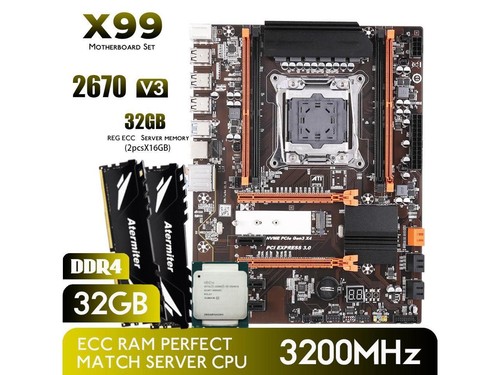 Atermiter X99 B85 LGA 2011-3 motherboard+E5 2670V3+16GBx2 DDR4 - Picture 1 of 5