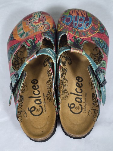 Calceo Peace Love Drangon Butterfly Maryjane Clogs Size 40/9 Hippie Festival - Picture 4 of 10