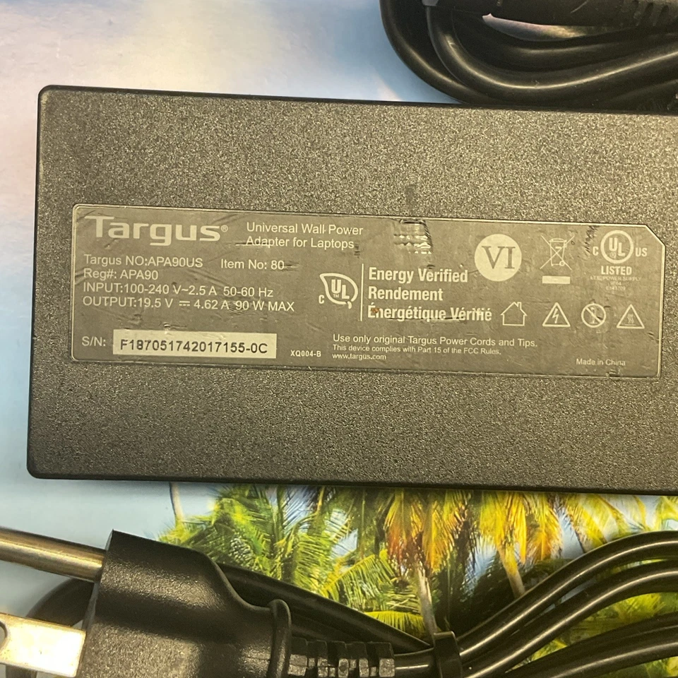 Adaptador de CA DC Targus 90W genuino fuente de alimentación 19,5 V APA90US 4,62A Foto 3 de 4