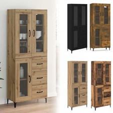 Highboard Mit 3 Schubladen und Stauraum 69,5x34x180 cm Holzwerkstoff Anrichte